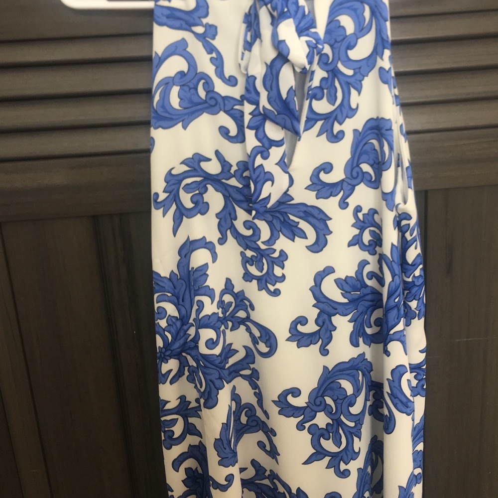 Blue and white summer dress